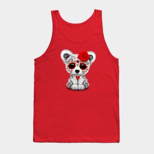 Red Day of the Dead Sugar Skull Polar Bear Tank Top